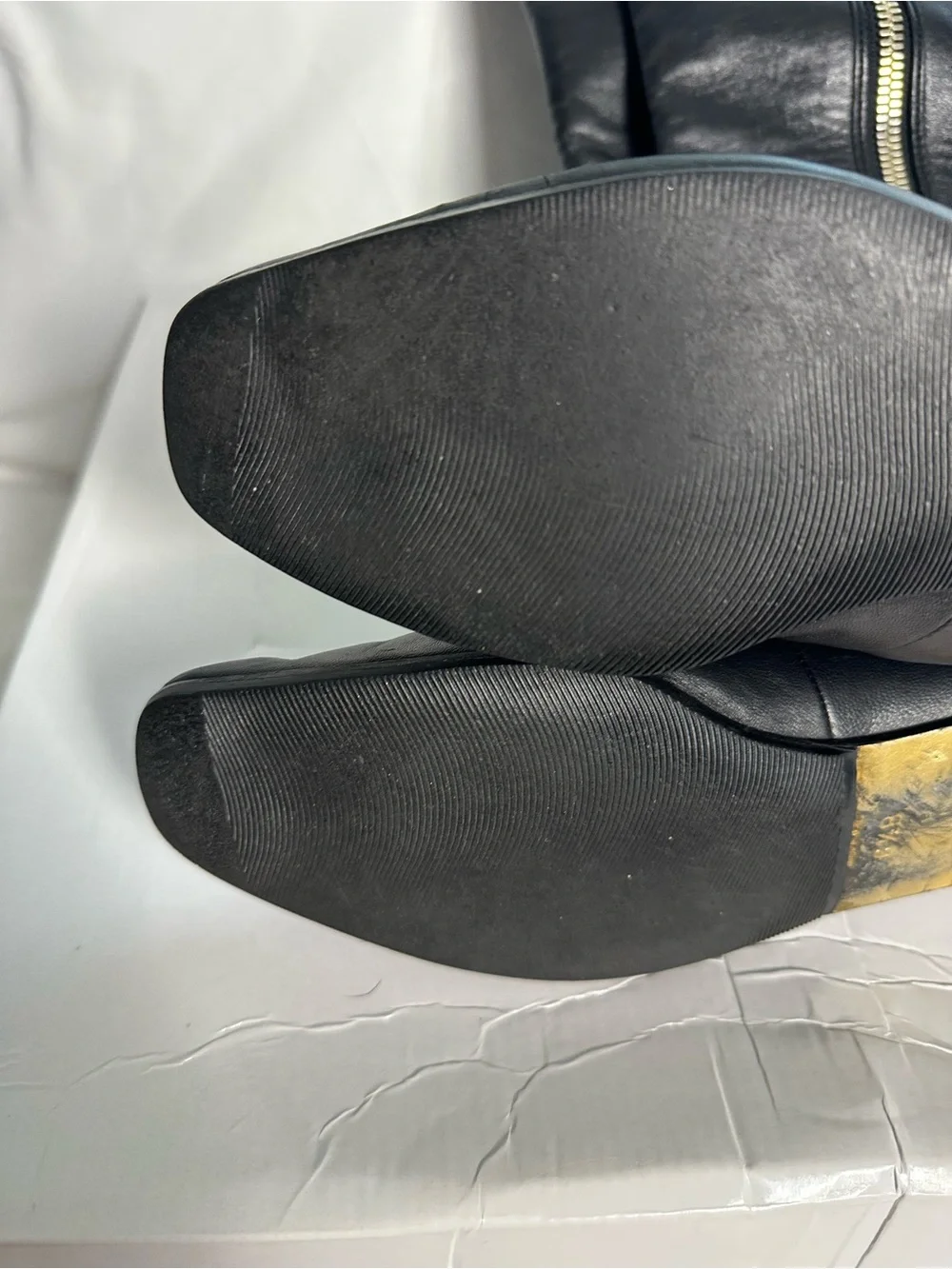 Gucci Tall Black Glove Leather Wedge Boots Gold Lining Size 6.5B